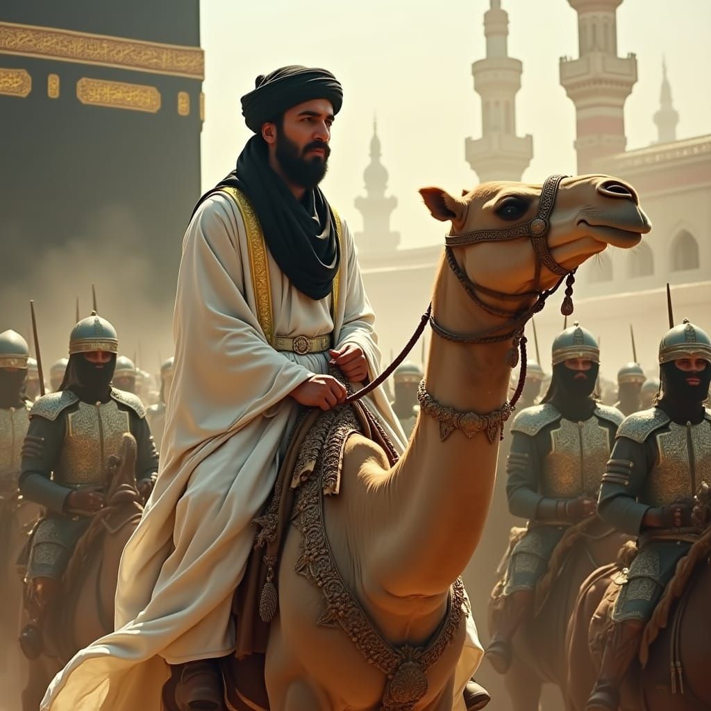 Respectful Muslim Devotee Enters Mecca on Camel, Surrounded ...