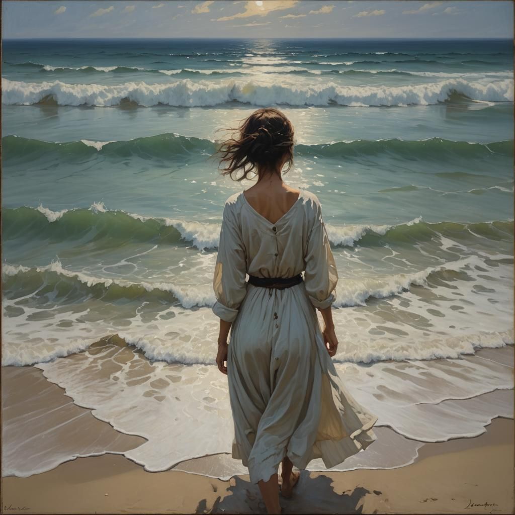 Lonely Figure Adrift: Oil Painting by Gurney