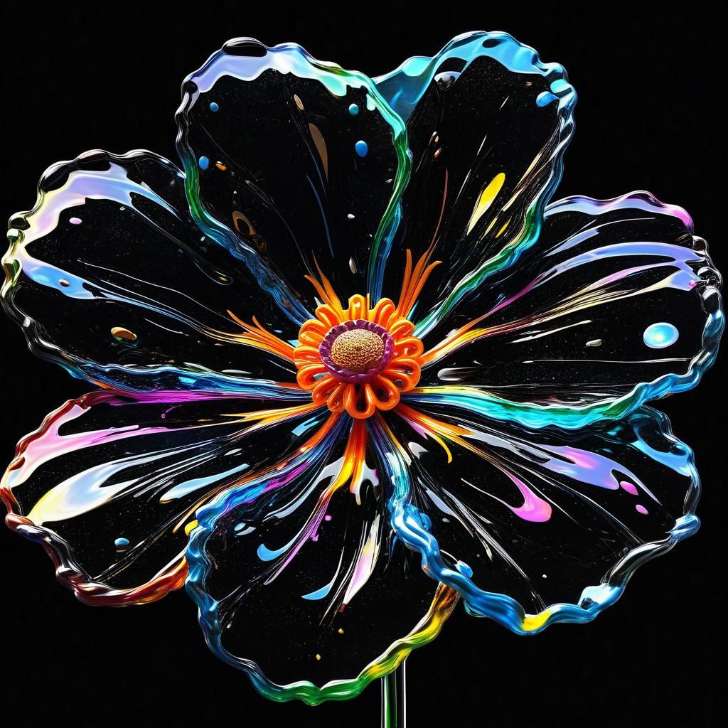 Iridescent Paint Flower with Broken Glass Effect