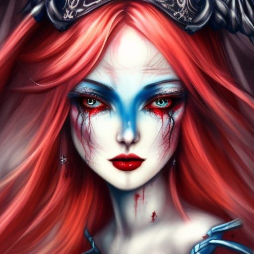 Damned Princess with Thorn Crown in Watercolor Style