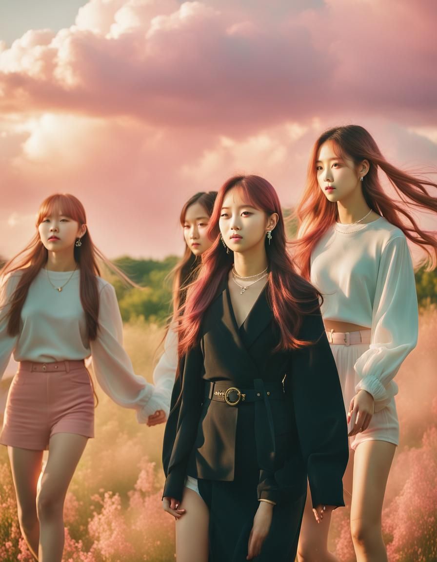 Blackpink in Dreamy Heaven Landscape: Soft Focus Photography
