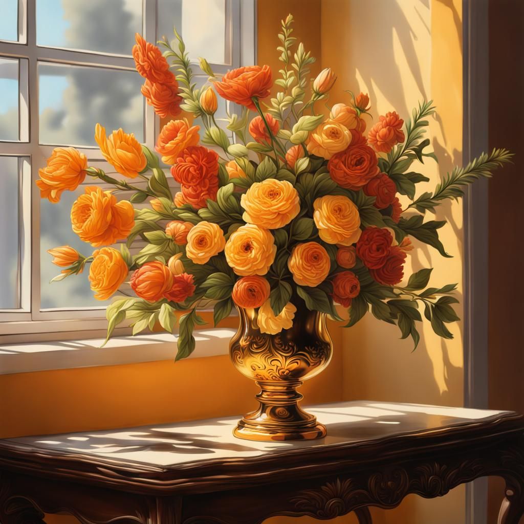 Hyperrealistic Floral Bouquet in Autumn Colors