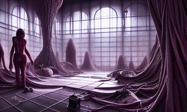 Surreal Horror Mall in Ultra-Realistic Style