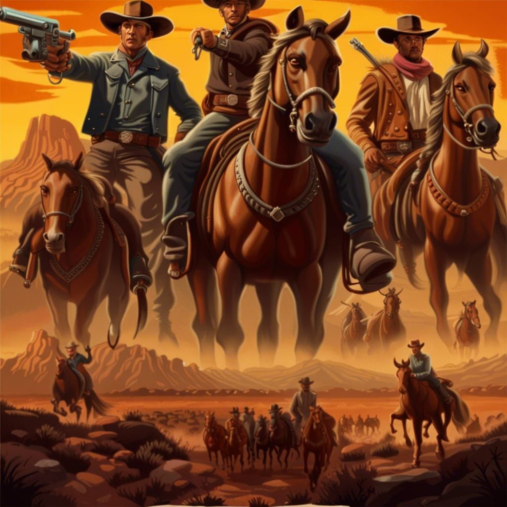 Vintage Western Movie Poster: Cowboys and Outlaws