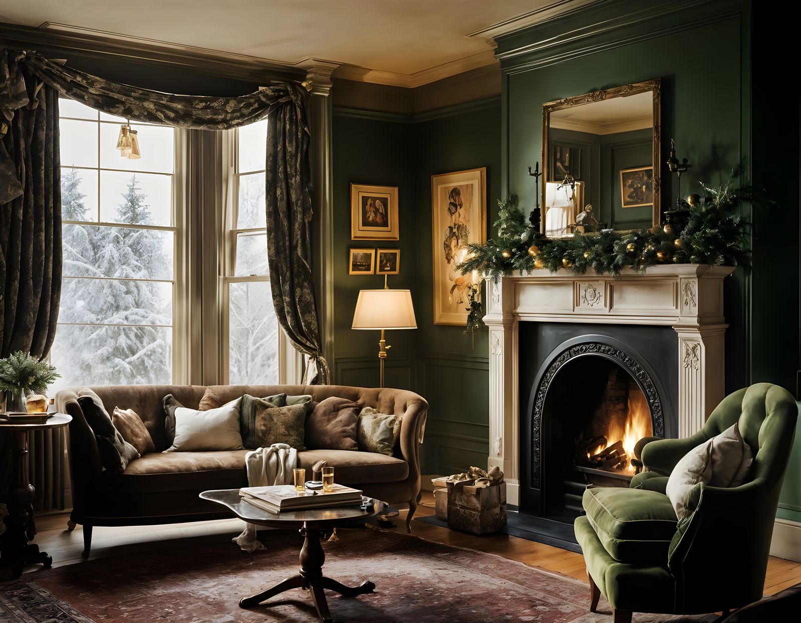 Elegant New England Winter Scene in Soft Tones