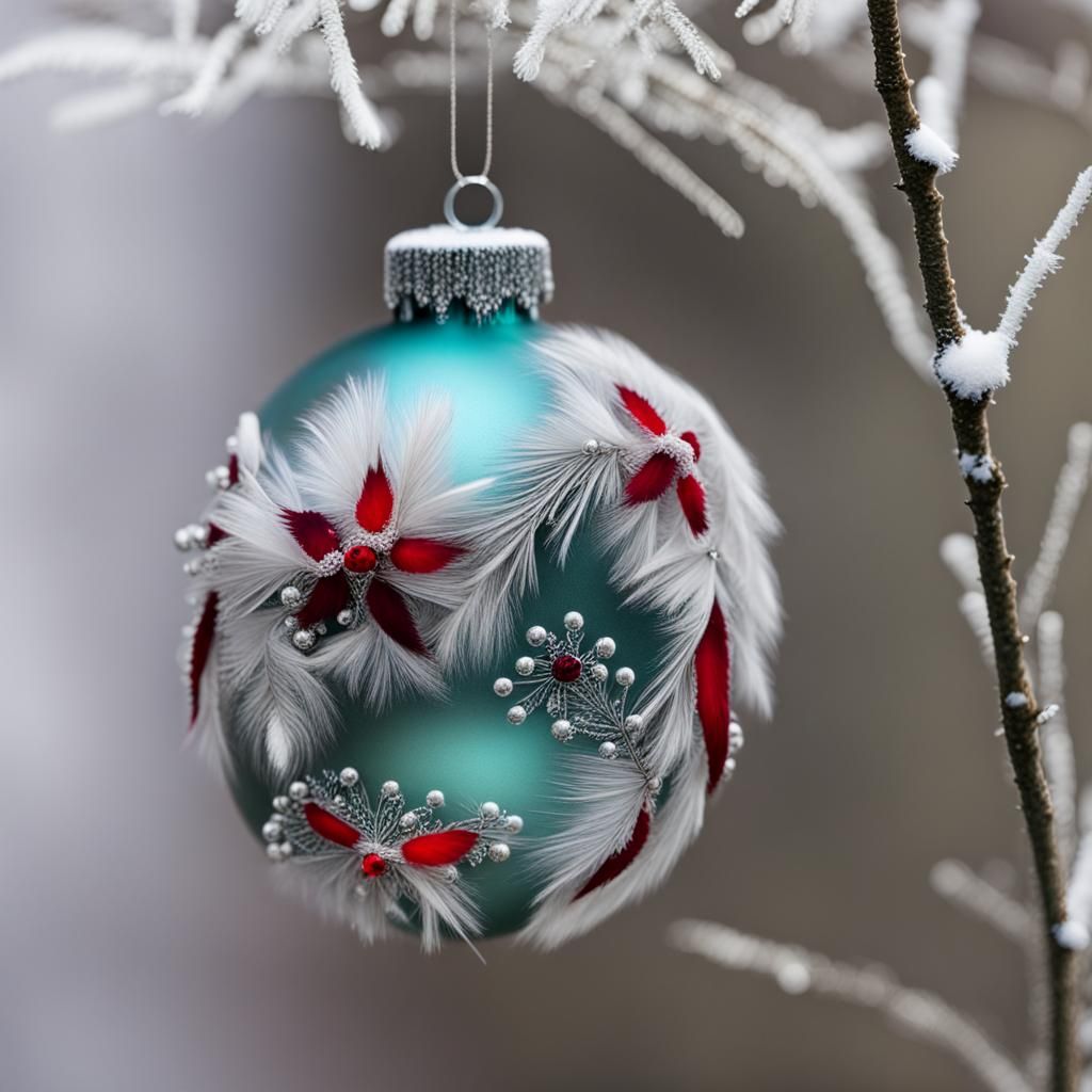 Delicate Feathered Christmas Ornament
