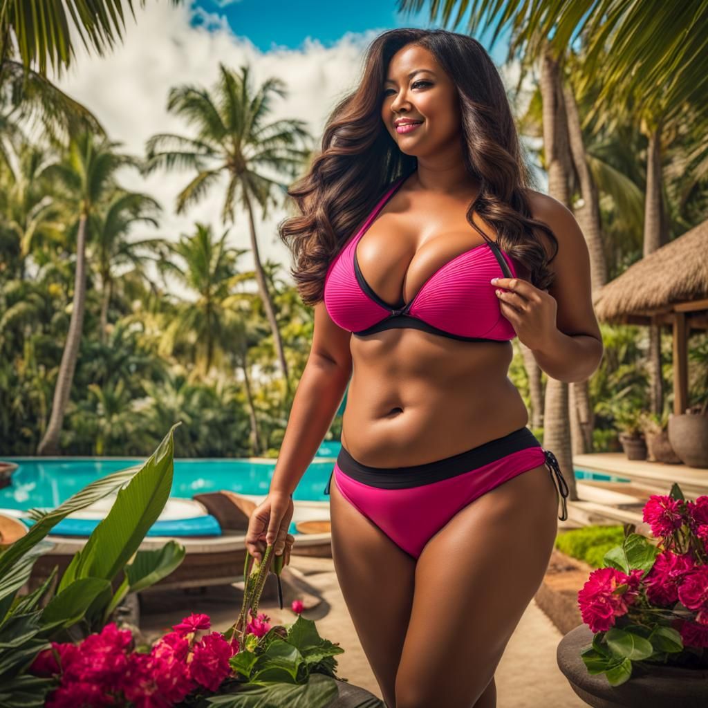 AI Image of Woman with Curvy Body in Bikini