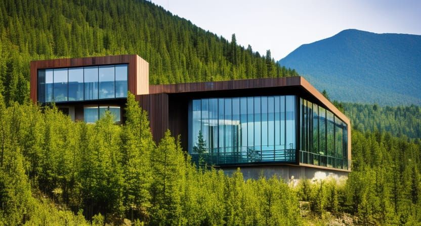 Modern Metal and Glass House with Neon Highlights