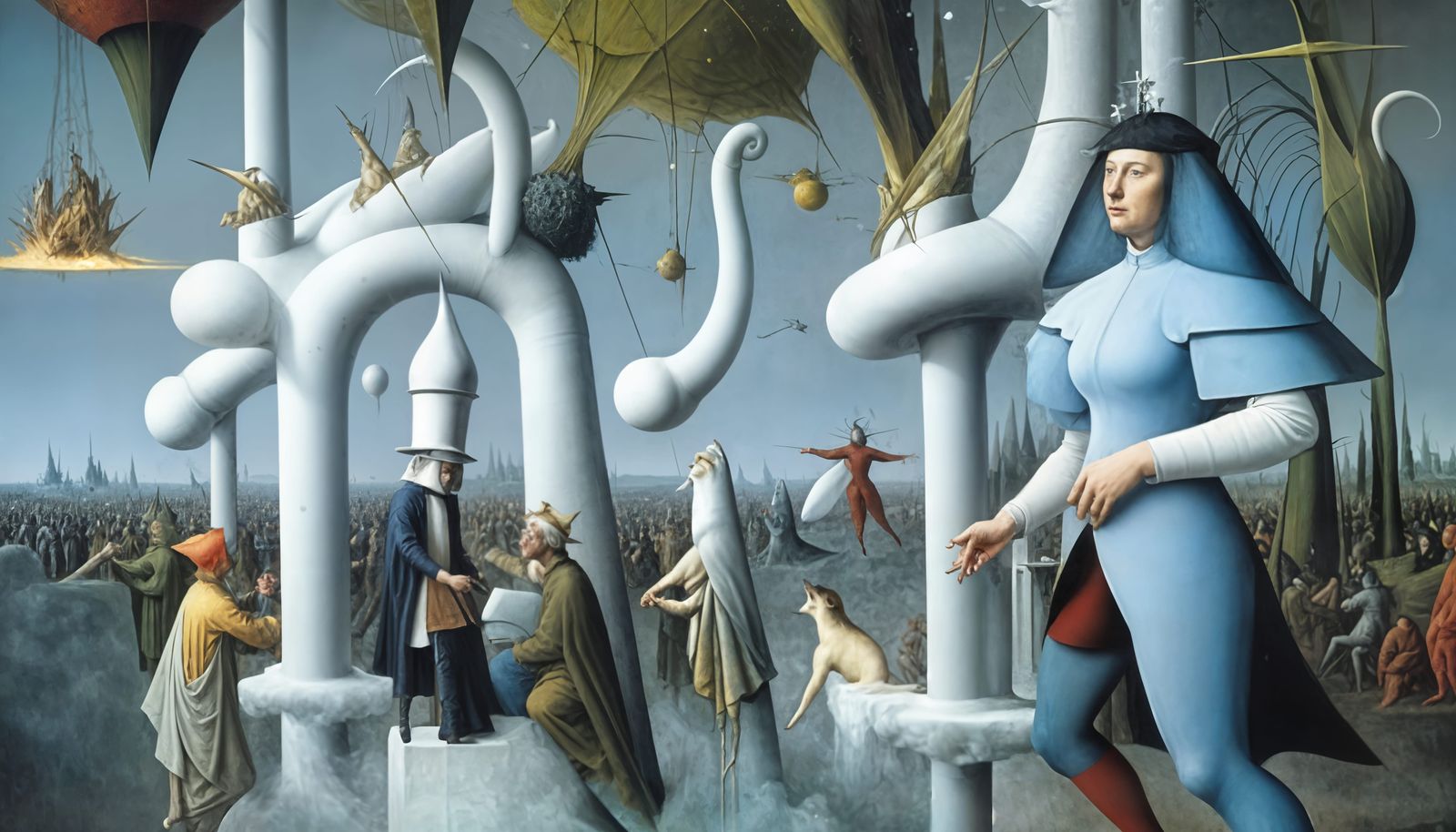 Bustling around her area of responsibility...