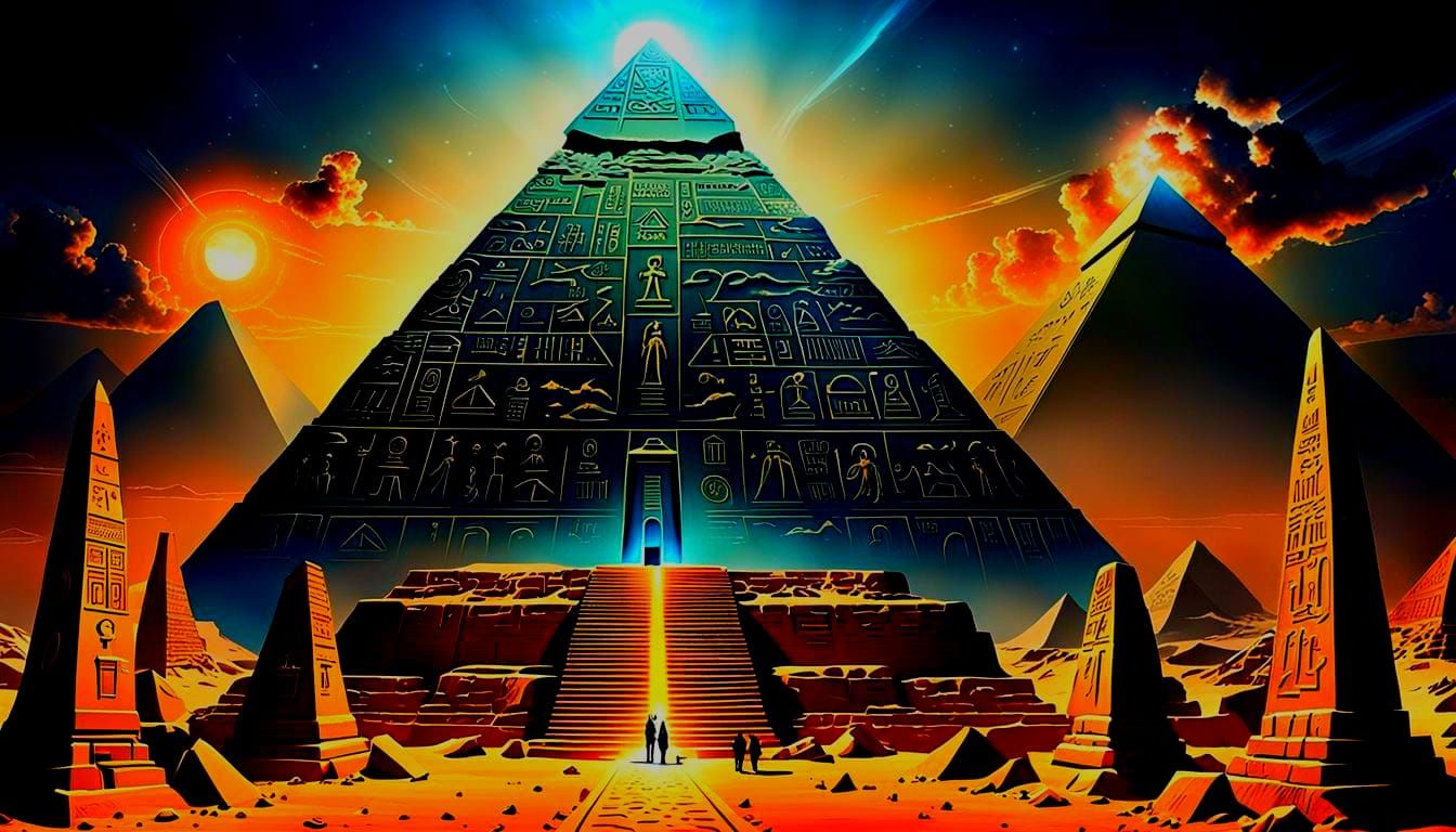 Scintillating Hieroglyphs on Ancient Egyptian Pyramids