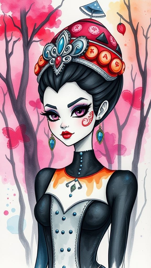 Ethereal Watercolor Portrait of a Lady in an Enchanted Fores...