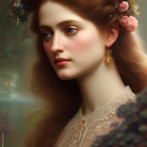 Victorian Girl Portrait Inside Dollhouse in Rococo Style