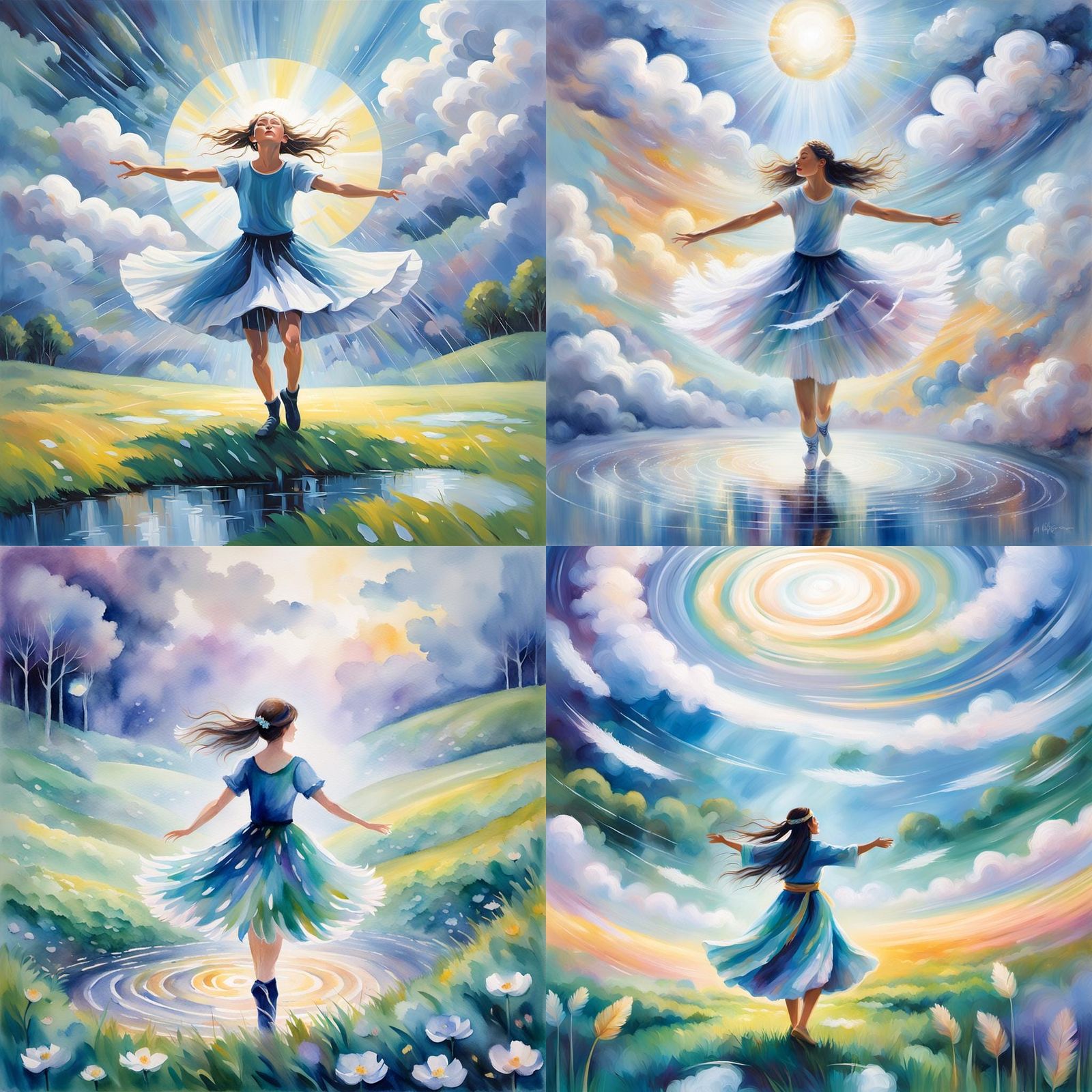 Ethereal Rain Dance in Divine Sunlight