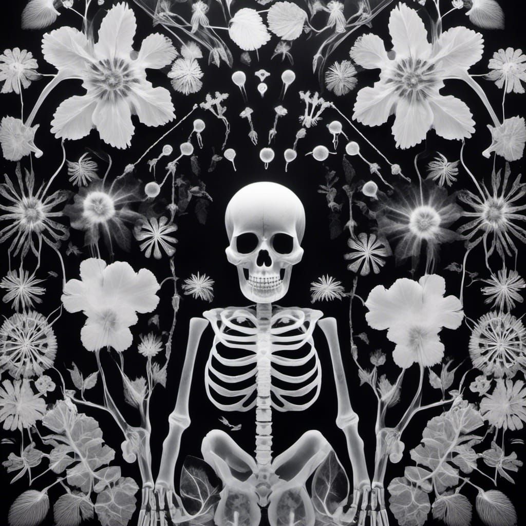 <lora:Xray Skeletons:1.0> surreal autumn Halloween , highly detailed drawing a sugar skull death moth, Santa Muer...