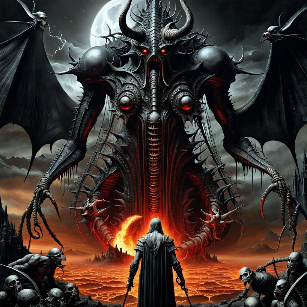 Nightmarish Daemonic Pact in Dark Fantasy Style