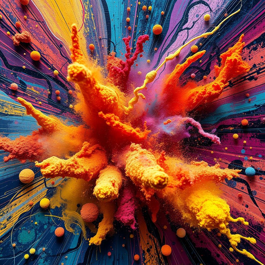 Vibrant Abstract Dust Art with Intricate Patterns