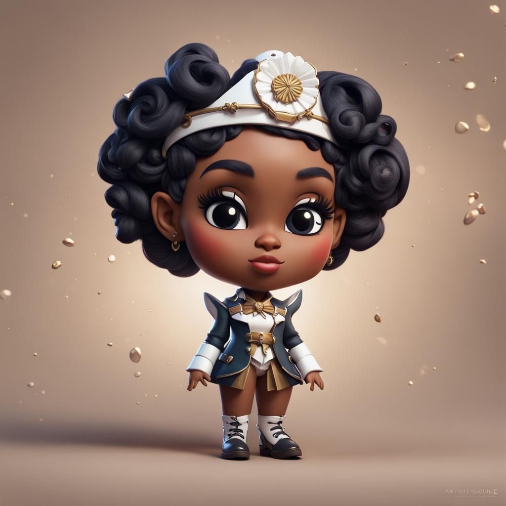 Hyperrealistic Janelle Monáe as Chibi Character