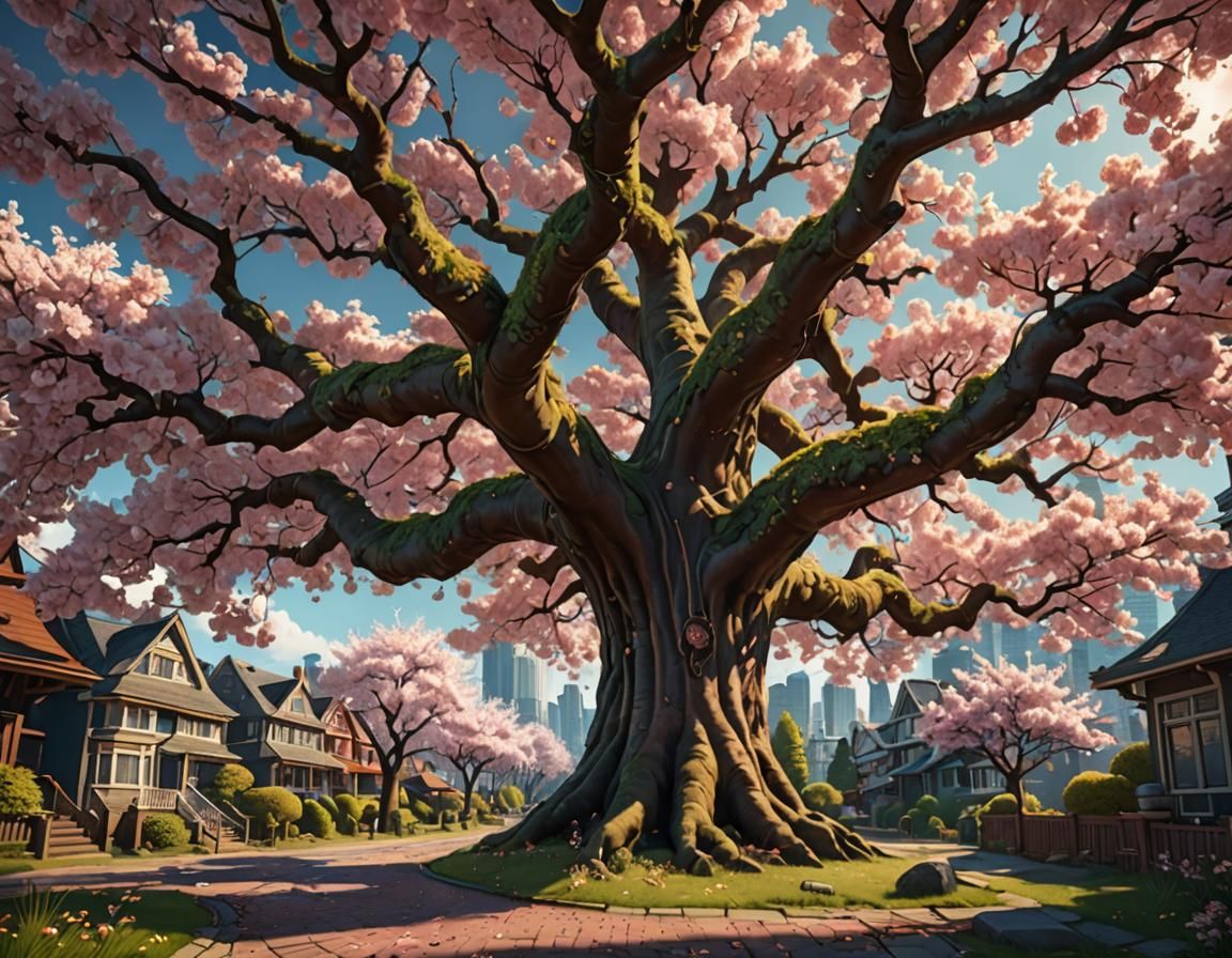 Spectacular Cherry Tree Matte Painting