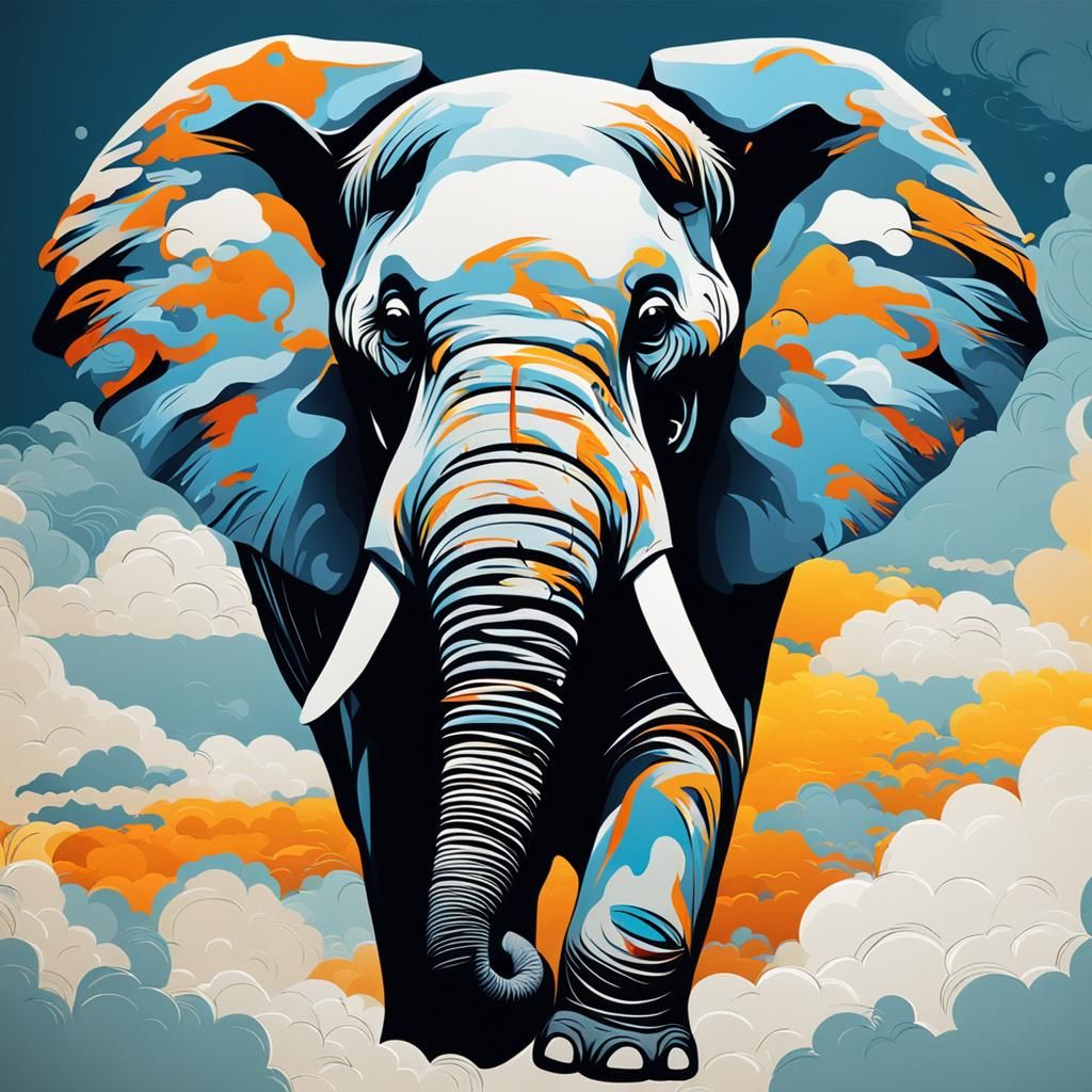Elephant Cloud Soaring in Abstract Sky