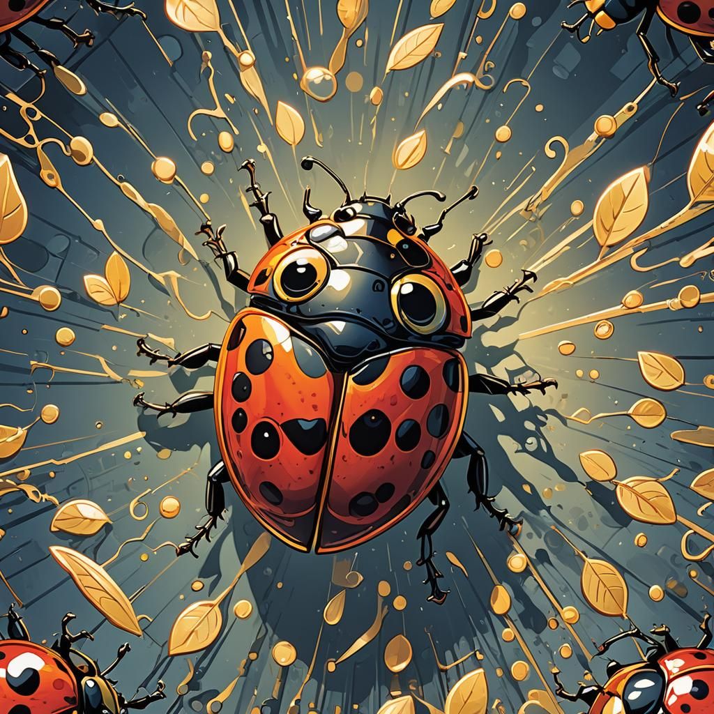 Cartoon Ladybug Portrait in Comic Book Style