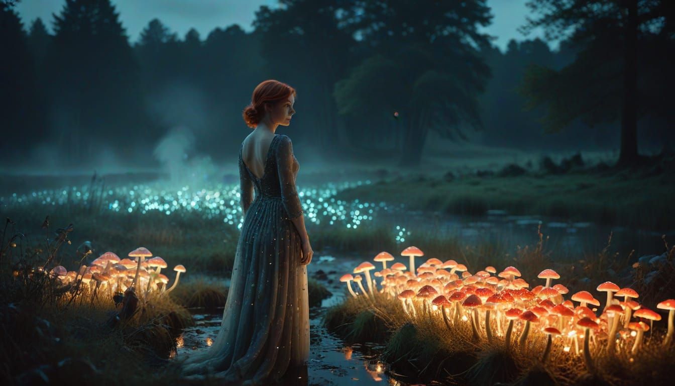 Bioluminescent Mushroom Field Film Still