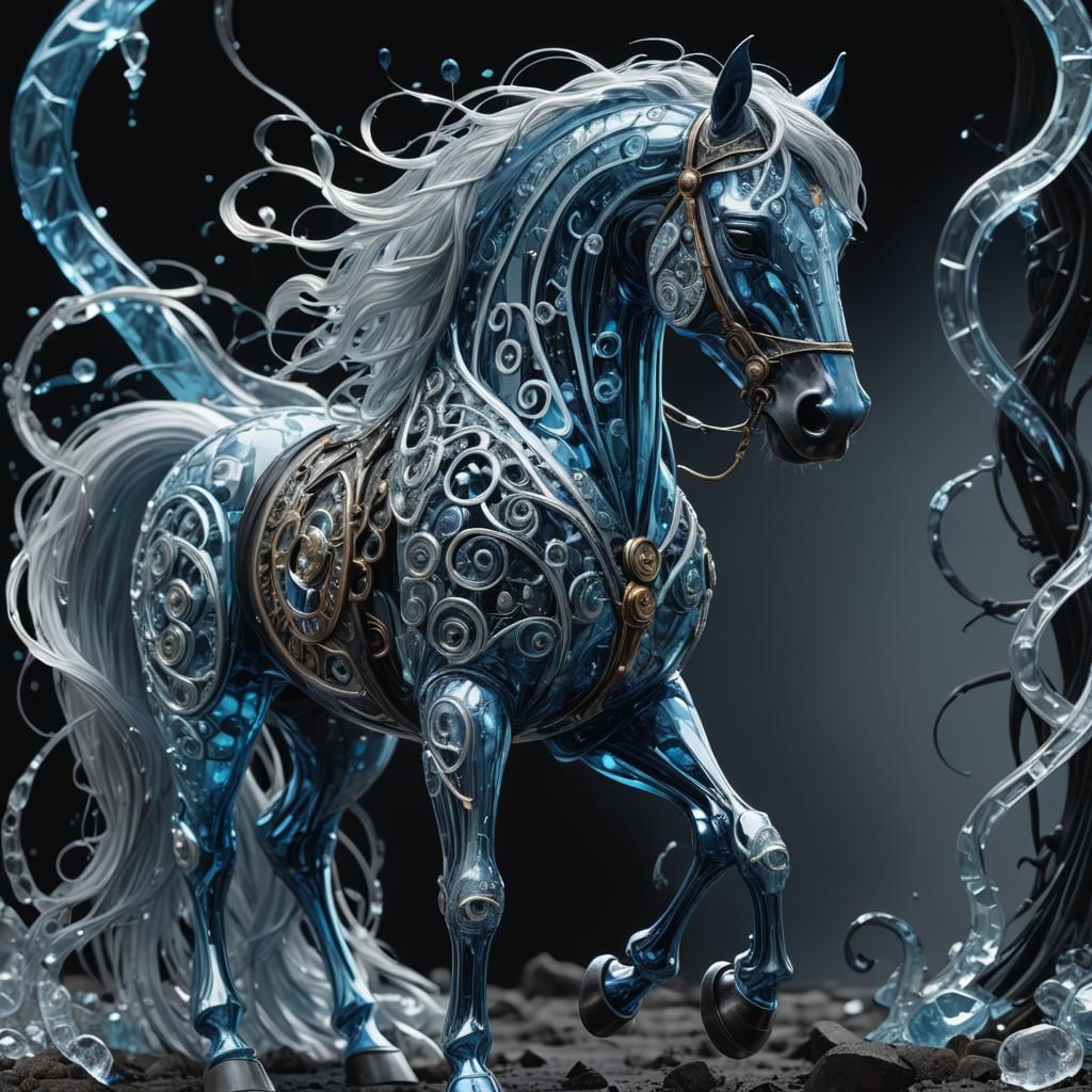 Blue Glass Horse Fantasy Concept Art