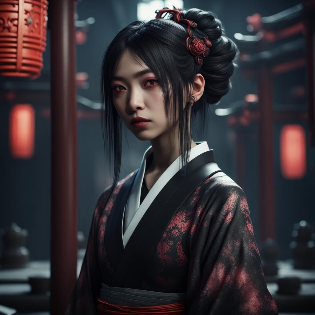 Gothic Teenage Girl: Detailed Fantasy Concept Art