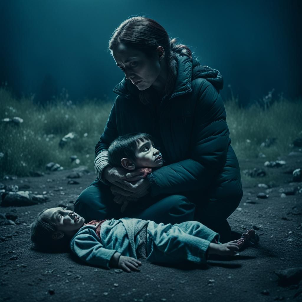 Grieving Mother: A Cinematic Film Still