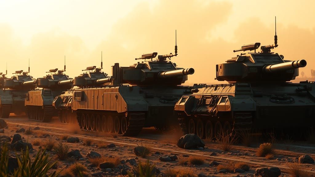 Armored Tanks on Battlefield in Gritty Realism Style