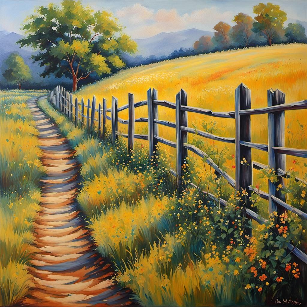 Fence in Impressionist Style of Chitra Vaidya