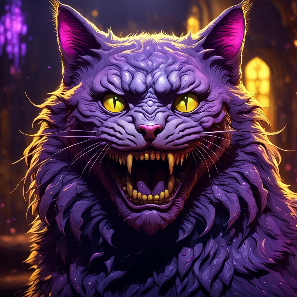 Scary Cat Smile in Dark Fantasy Art
