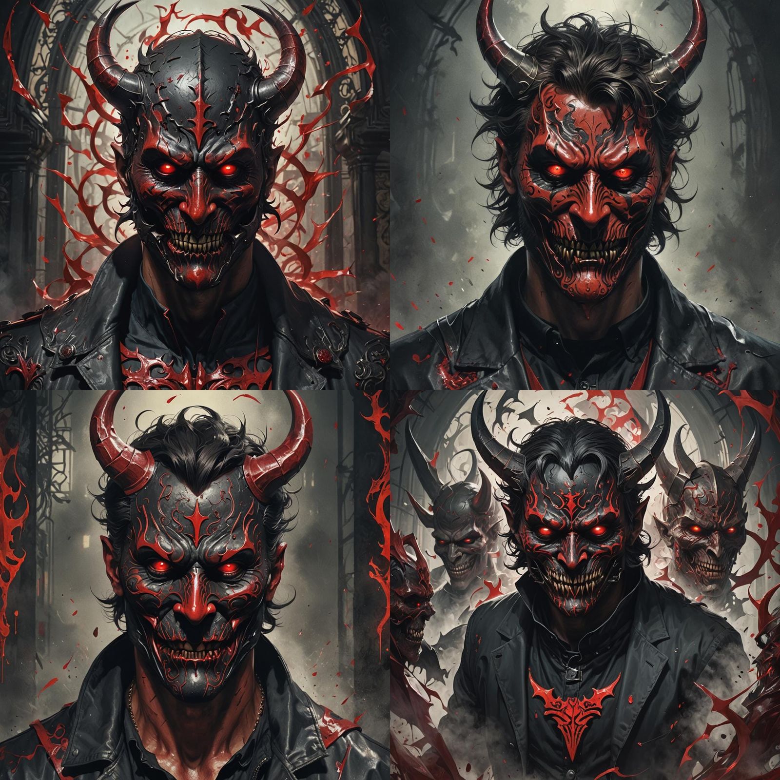 Menacing Devil Mask Portrait in Digital Art Style