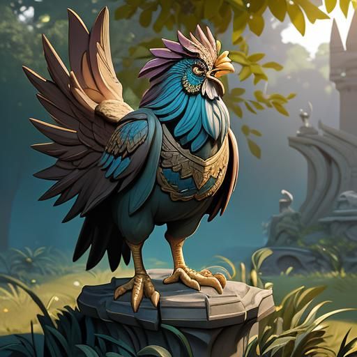 Regal Chicken in Renaissance-Inspired Fantasy Realism