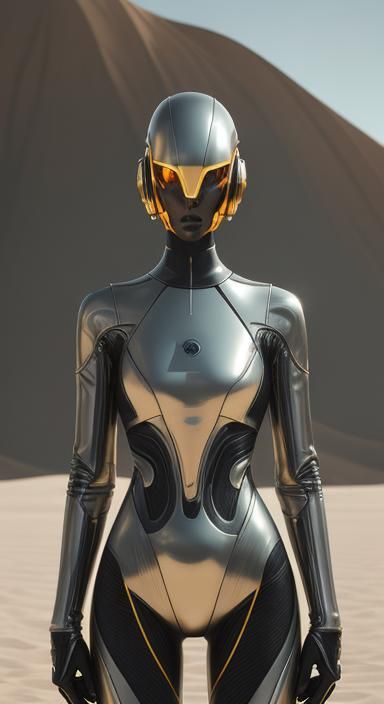 Futuristic Fashion Twins in Desert Landscape