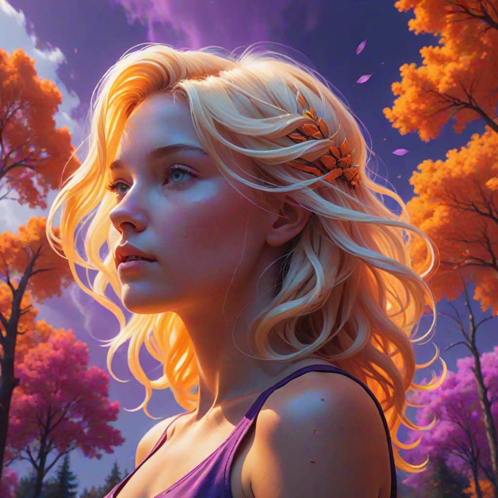 Ethereal Goddess in Vibrant Dreamlike Landscape
