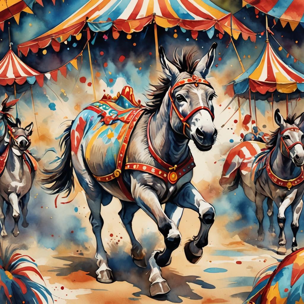 Colorful Donkey Circus Illustration