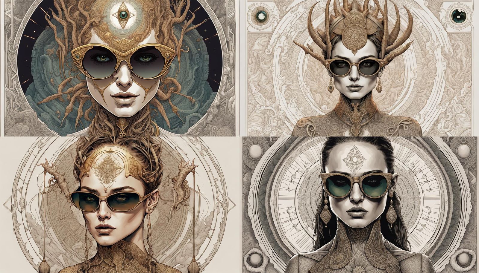 Natalie Portman Ink Illustration in Tarot Card Style