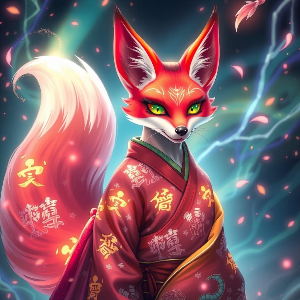 Mystical Kitsune in Dreamlike Japanese Fantasy