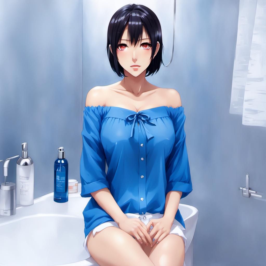 Anime Woman in Bathroom: Manga Key Visual