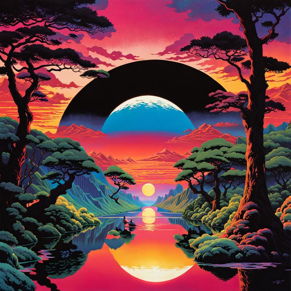 Holographic Liminal Space in Synthwave Watercolor Style