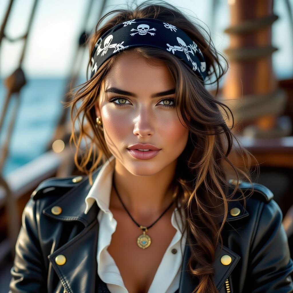 Determined Female Pirate in Professional Attire