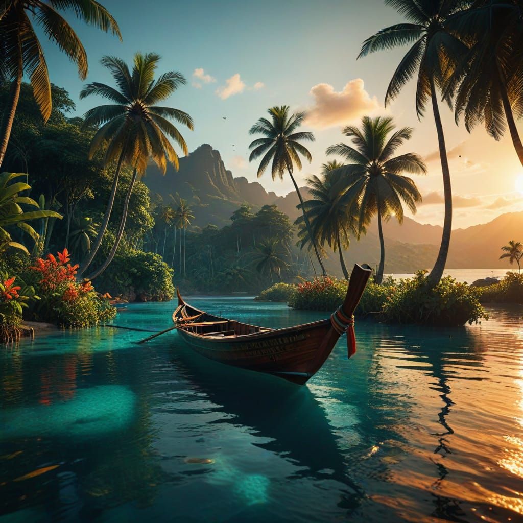 Hyperrealistic Sunset on the Pristine San Blas Islands