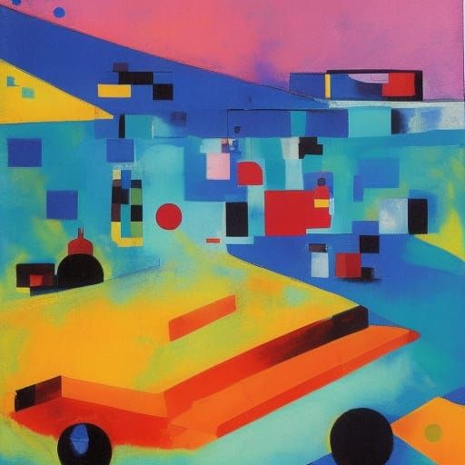 Abstract Billboard Inspired by Expressionism and Surrealism