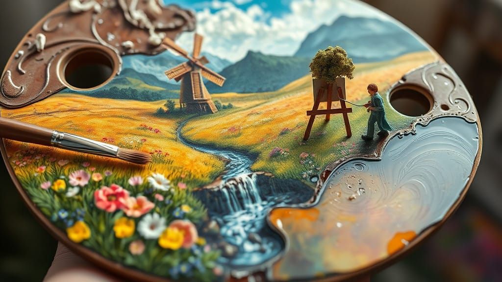 Whimsical Fantasy World on a Painter's Palette