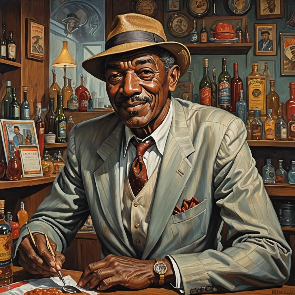 Enchanting Portrait in Ernie Barnes Style