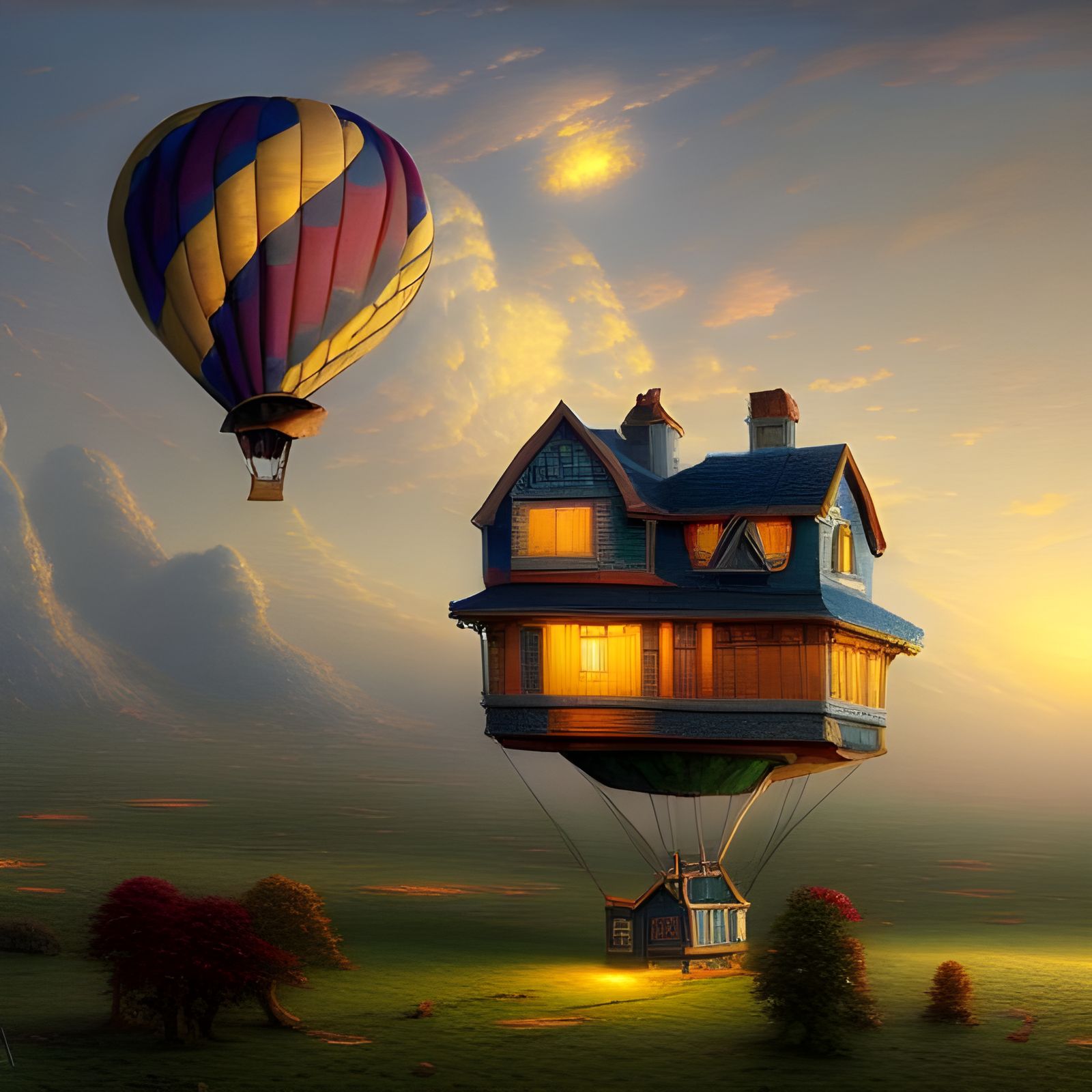 Hot Air Balloon and Hot Air Home