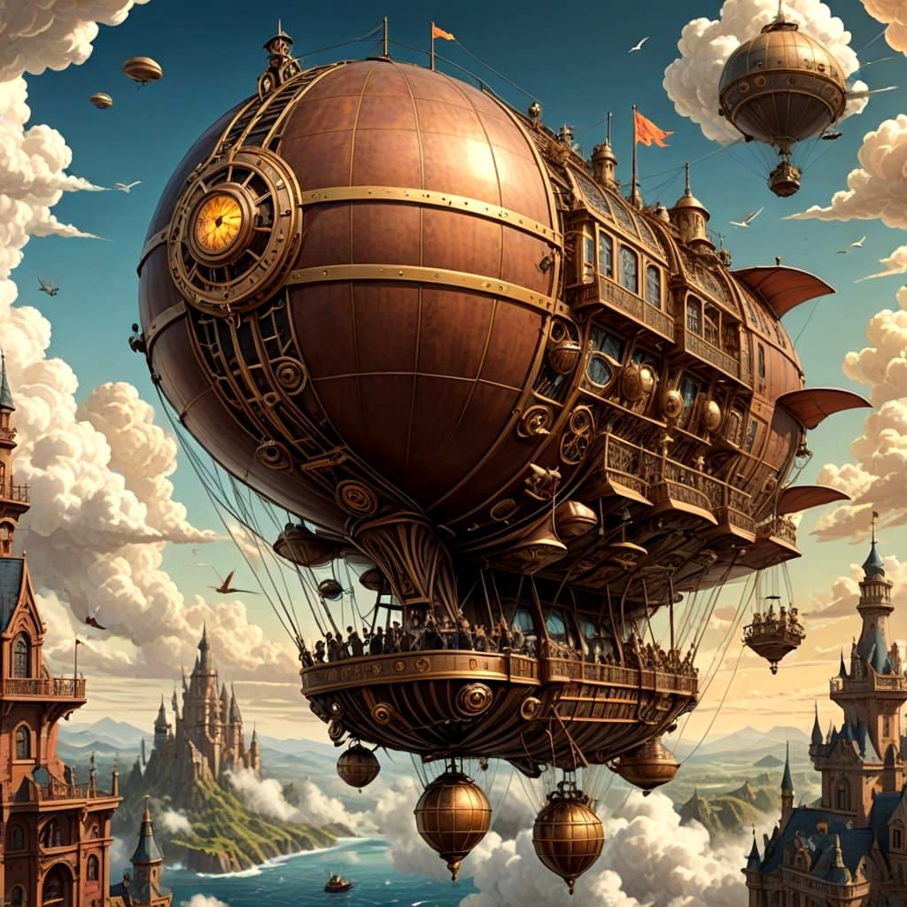 Steampunk Airship Soars Through Victorian Skies