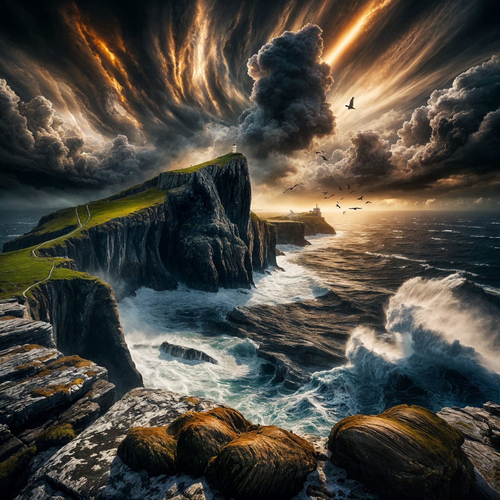 Turbulent Coastal Landscape in Dramatic Light