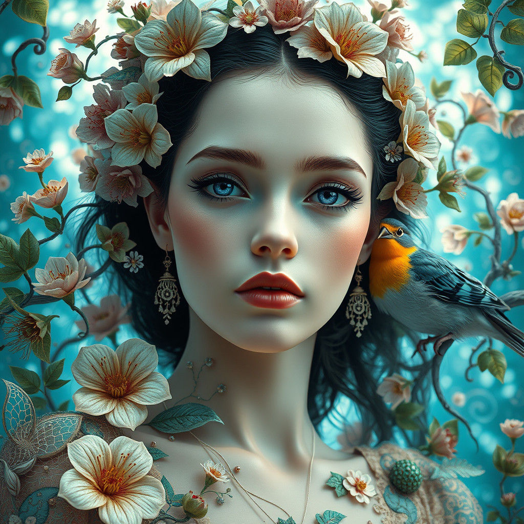 Dreamlike Woman Portrait in Expressionist Style