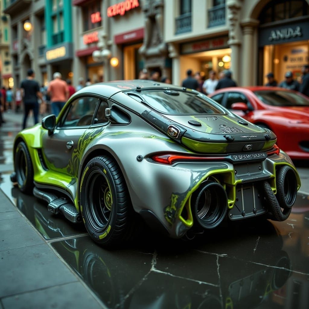 Cyberpunk Custom Car in Neon-Lit Caracas Streets
